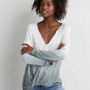 American Eagle Soft & Sexy Ombré Flowy Wrap Top